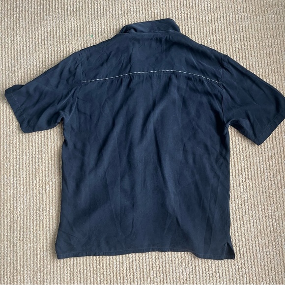 Scully Mens Western Charm Embroidered Black Button Down Silk Shirt Size Medium - Picture 6 of 11